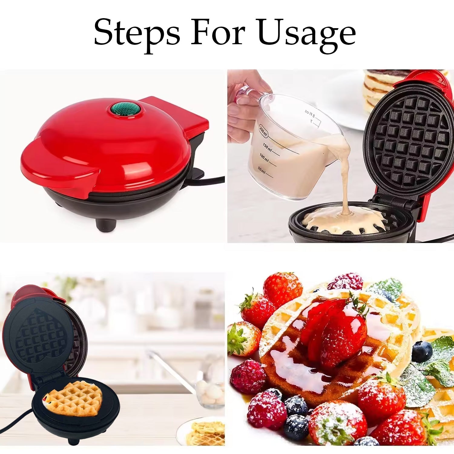 Mini Waffle Maker Machine Waffle Iron Home Appliances Kitchen Gift Easy To Clean - 10007_round_waffle_maker_machine