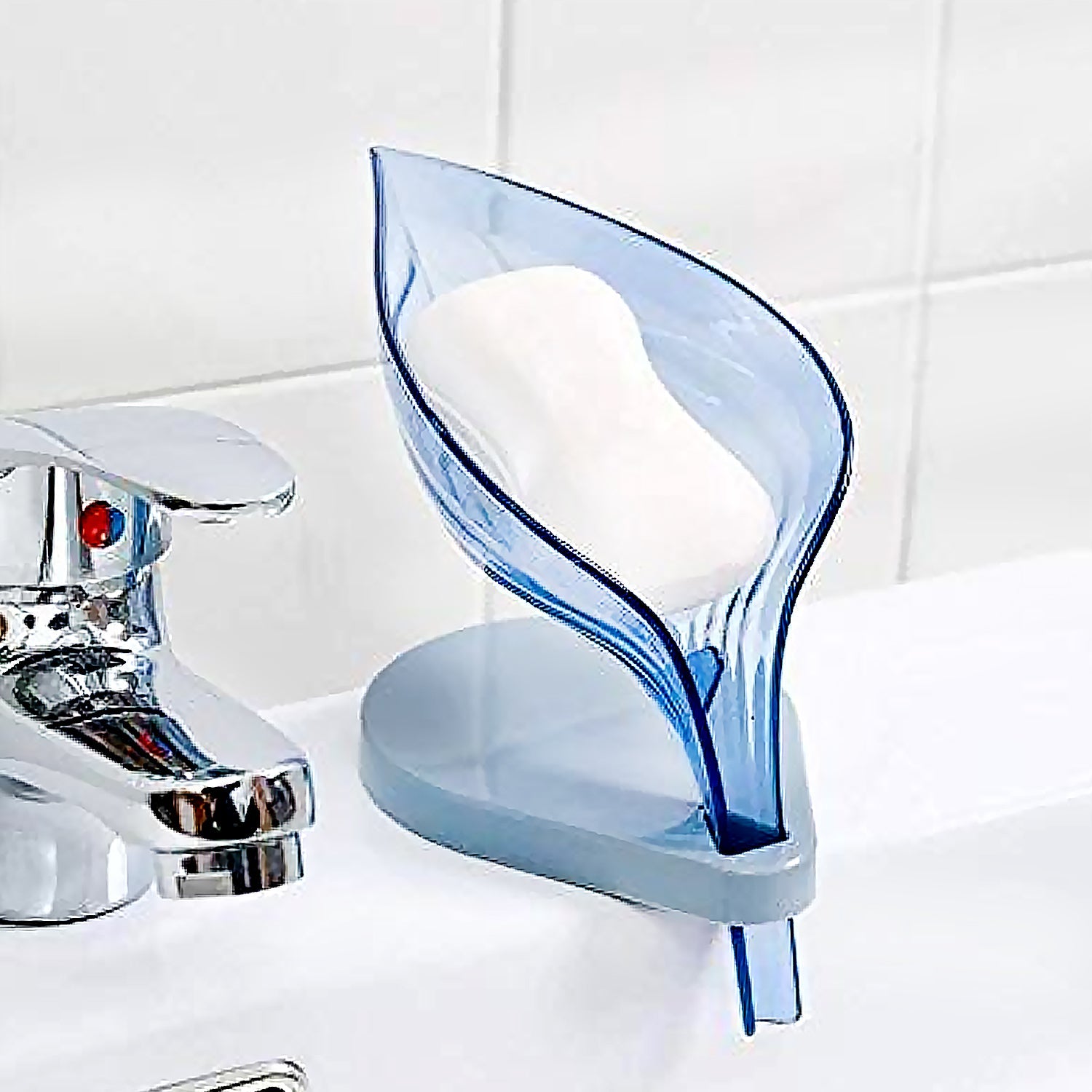 Plastic Leaf Shape Soap Box Self Draining Bathroom Soap Holder, Decorative Drain - 17988_mix_leaf_soap_box_1pc