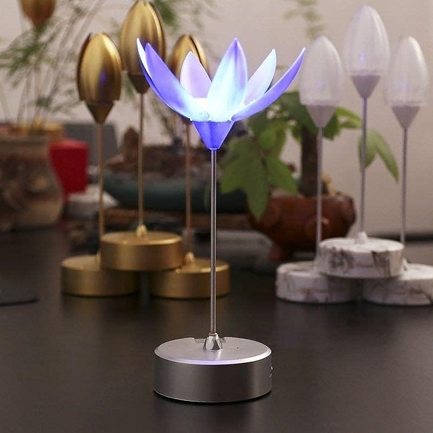 Lotus Flower Lamp with Music, Touch Open and Close, USB Rechargeable (1 Pc / Onl - 13074_lotus_flower_lamp_with_music