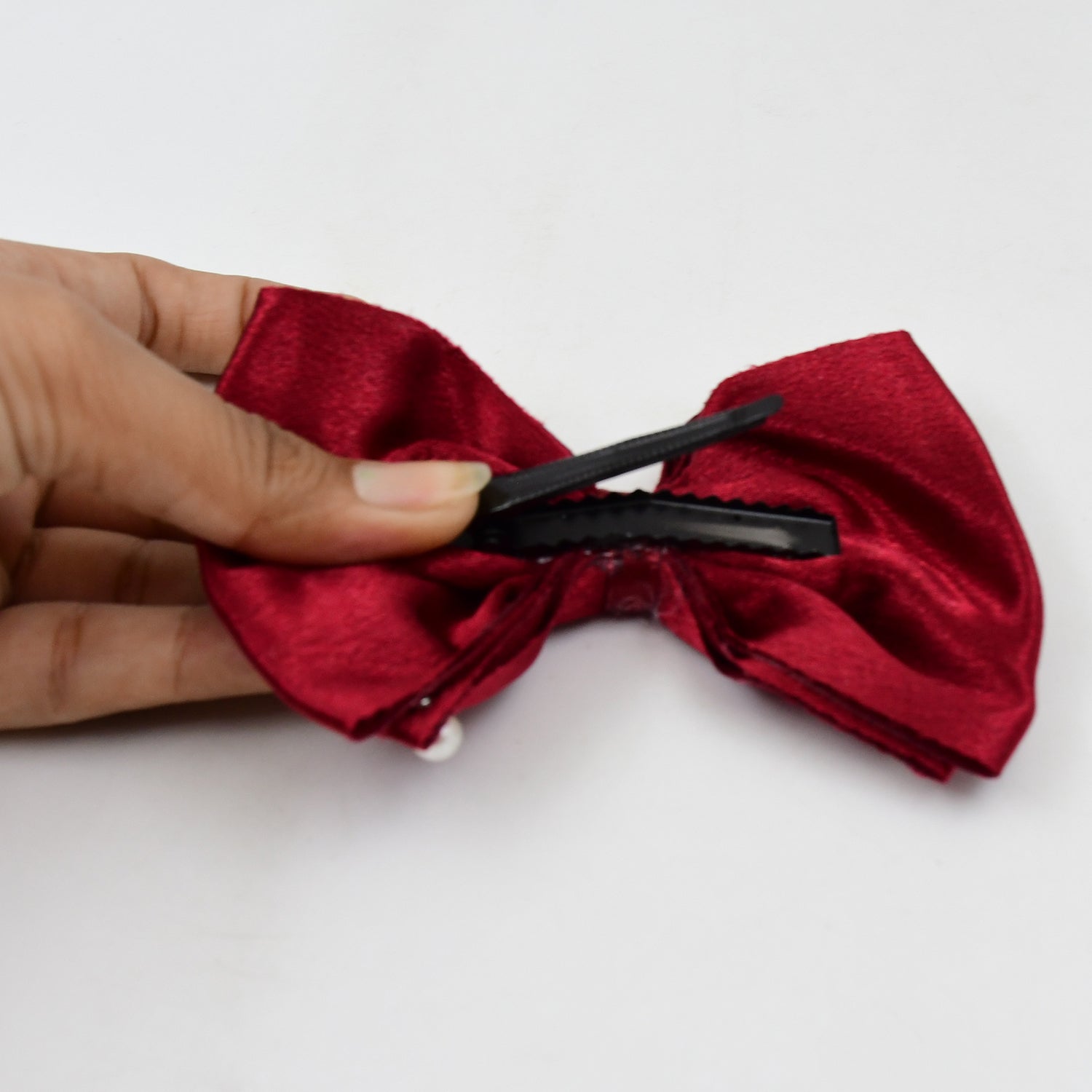 Hair Bow Knot Clip Suitable For Girls (1 Pc / Multicolour) - 3277_bow_tie_hair_clip_1pc