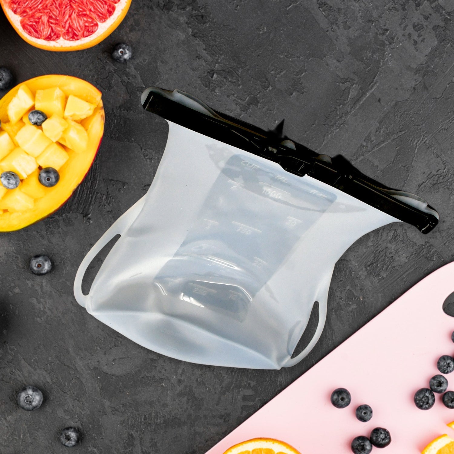 Reusable Silicone Food Storage Bag Set Leakproof Lock Reusable Flat Bottom Freez - 5573_big_silicone_food_storage_bag