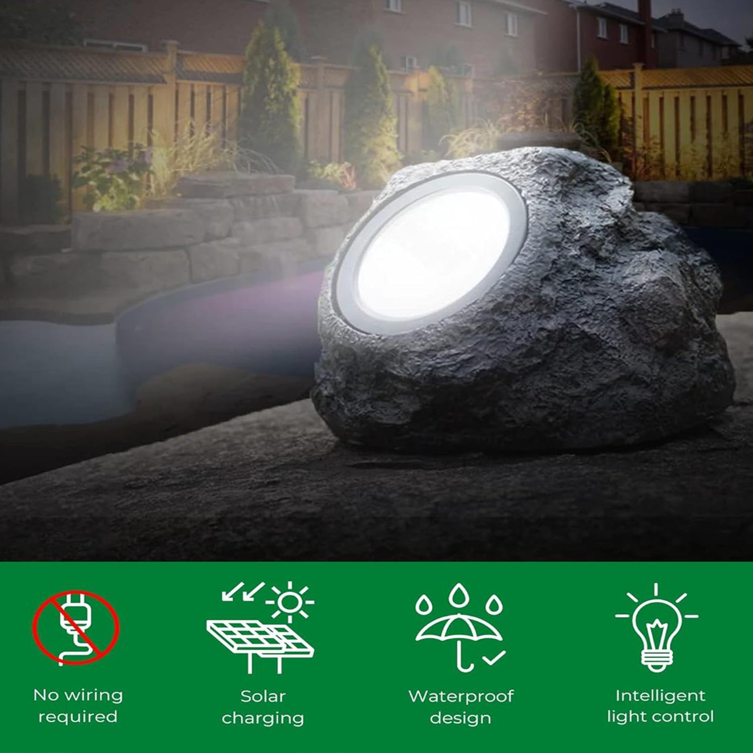 Solar Powered LED Rock Light Solar Powered LED Spotlight Faux Stone for Pathway  - 7577_led_solar_light_1pc