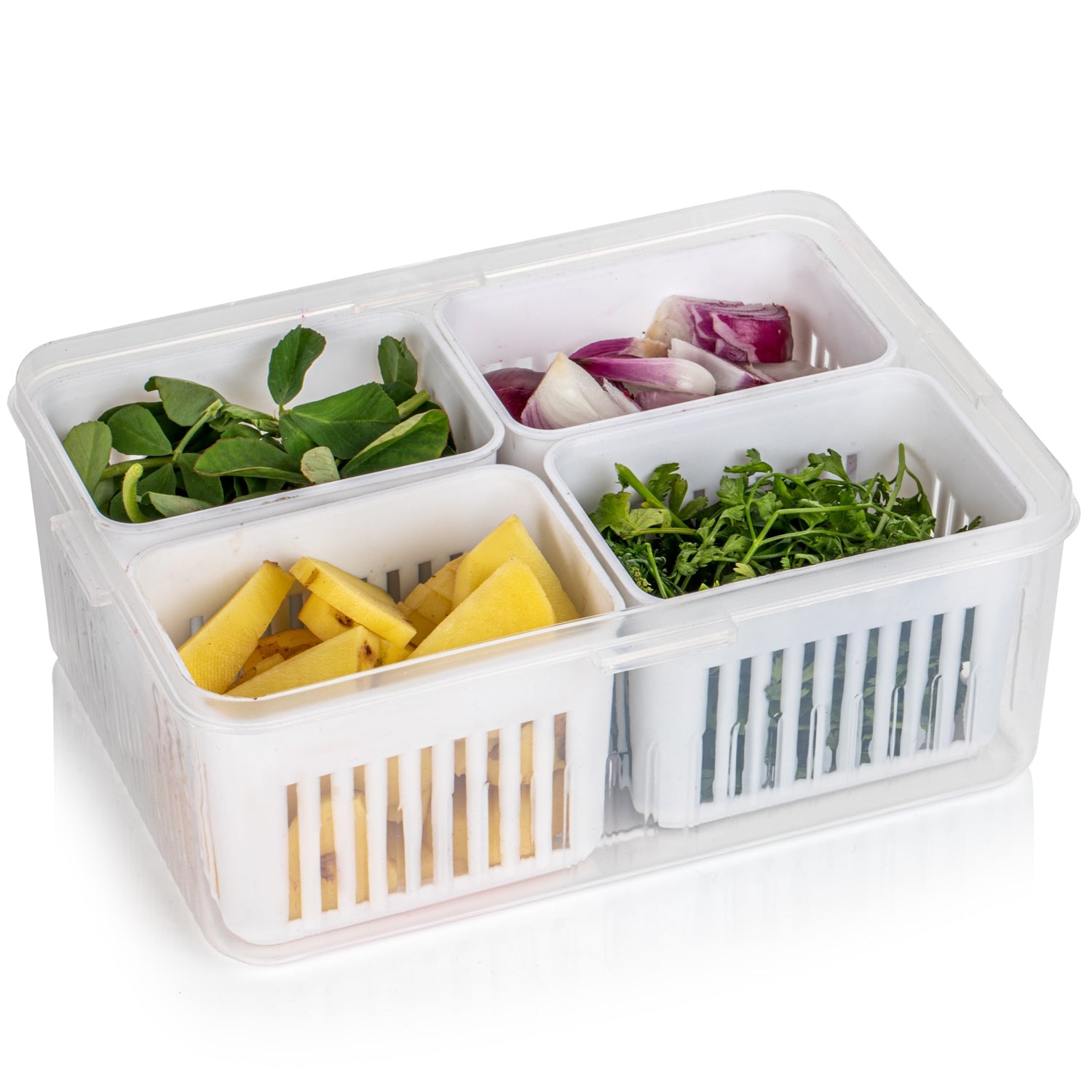 Fridge Storage Boxes Freezer Storage Containers, Container for Kitchen Storage S - 5598_6grid_storage_container_color_box