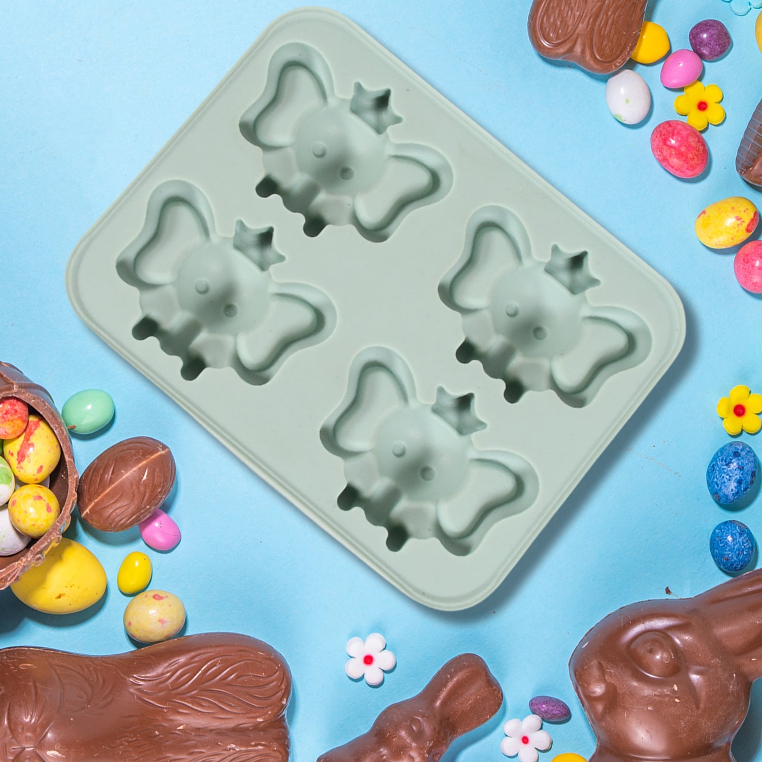 Silicone Cartoon Shape 4 Grid Ice Cube Tray Ice Cube Molds Trays Small Cubes Tra - 8160_silicone_4grid_ice_tray_1pc