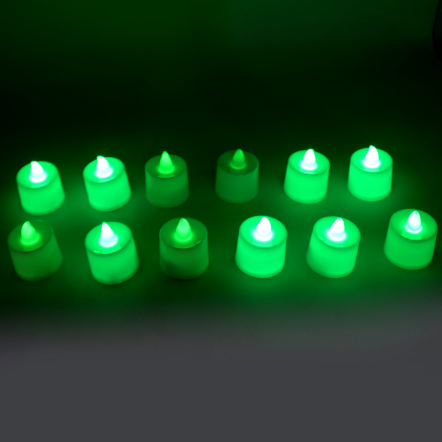 Pack of 12 green LED tealight candles