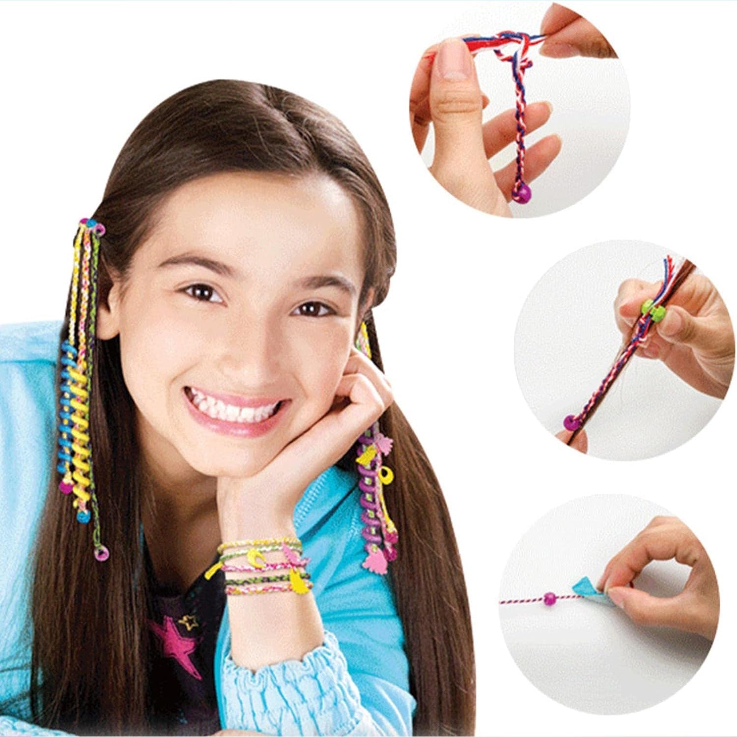 Hair Styling Clasp Clips Twisting Stringing Beads Kit for Girls, Portable Hair B - 12672_hair_braider_machine_kit