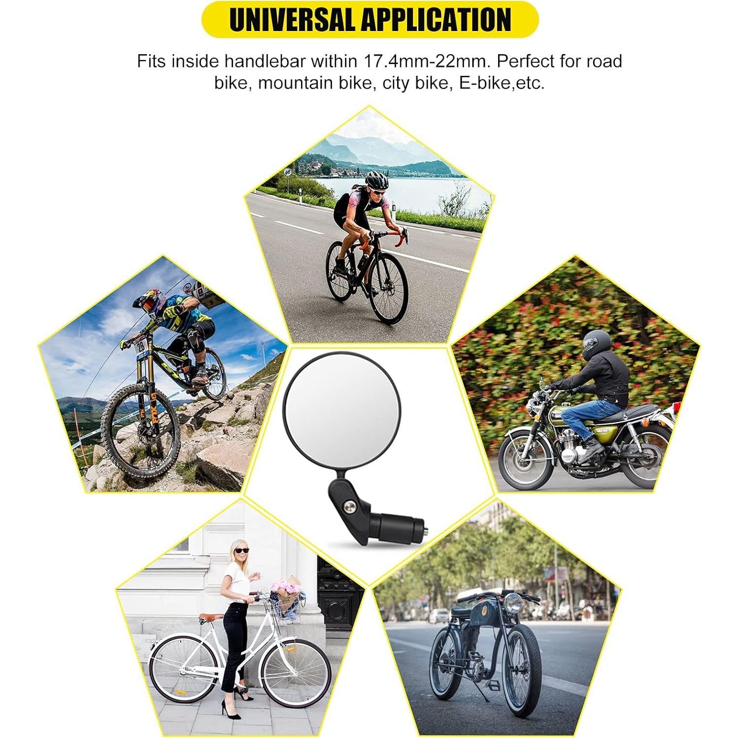 Bar End Bike Mirror, Safe Rearview Mirror 360° Rotatable & Foldable Safety Bicy - 8505_bar_end_bike_mirror_1pc