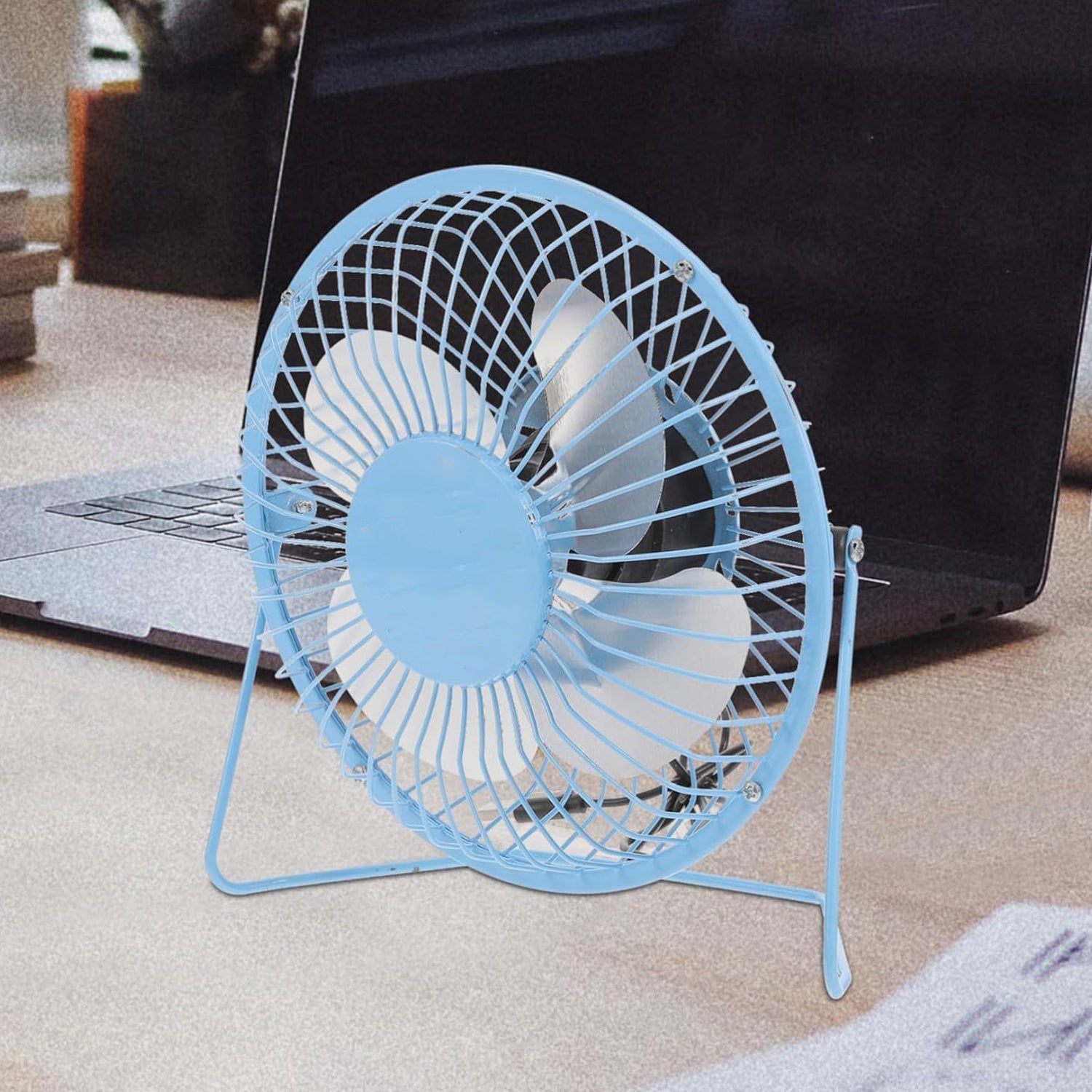 USB Table Desk Personal Metal Electronic Fan, Compatible with Computers, Laptops - 17531_usb_table_desk_fan_no1