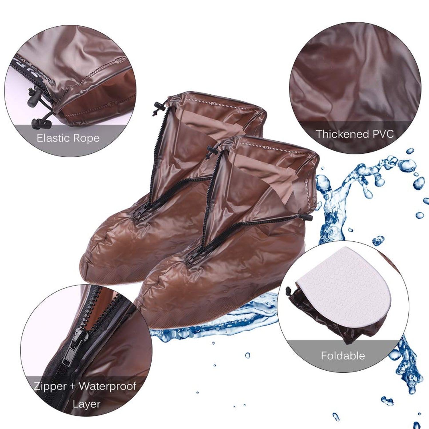 Plastic Shoes Cover Reusable Anti-Slip Boots Zippered Overshoes Covers Transpare - 17974_rain_shoe_cover_xxxl_1_pair