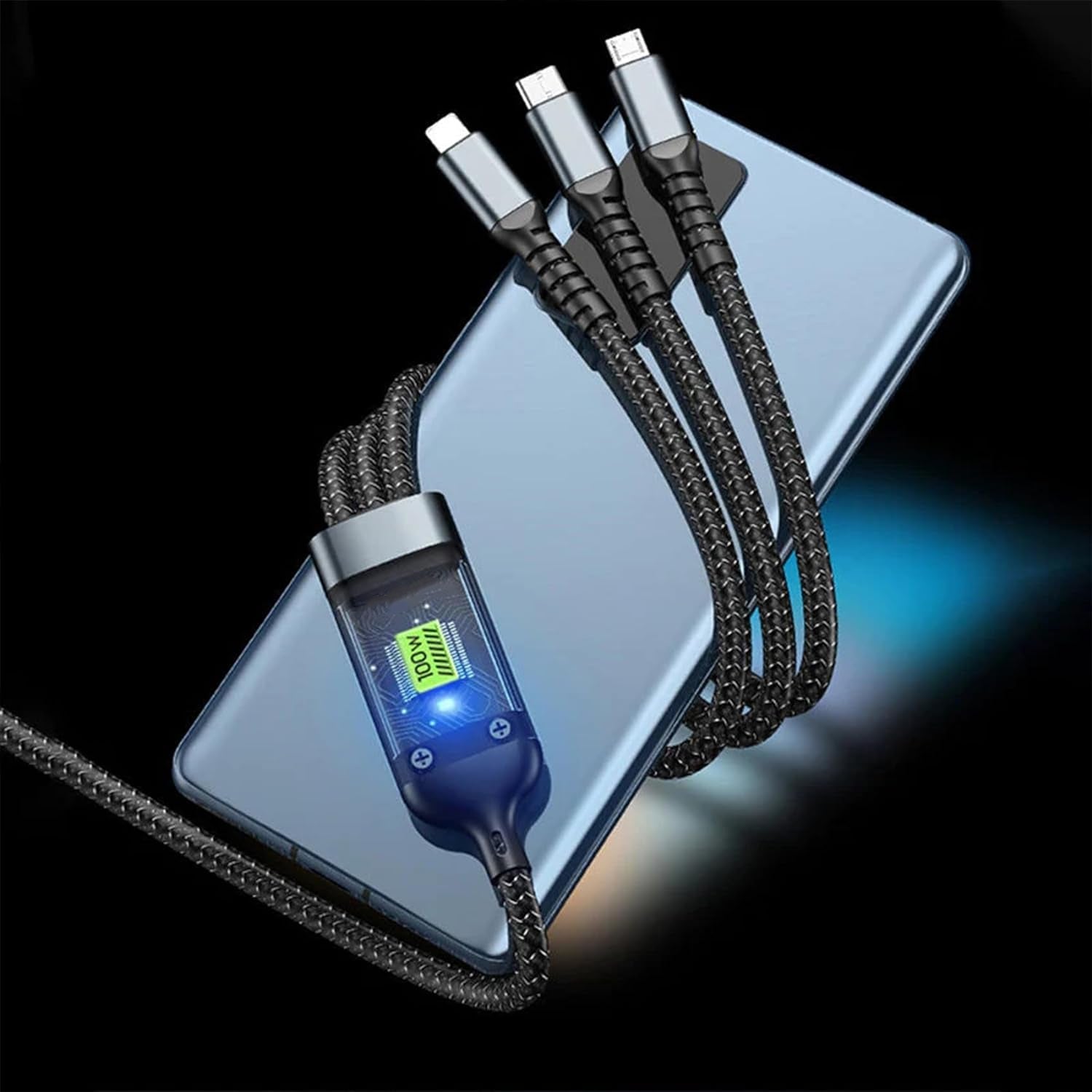 3-in-1 Super Fast Charging Cable 100w, Multifunctional Convenient Super Fast Cha - 13111_3in1_charging_cable_100w