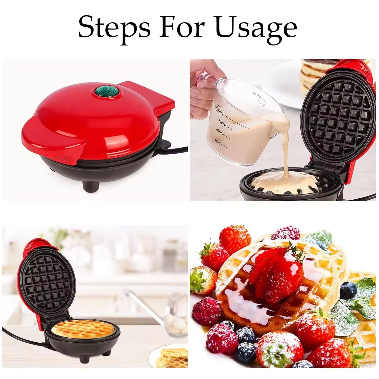 Mini Waffle Maker Machine Waffle Iron Home Appliances Kitchen Gift Easy To Clean - 10006_heart_waffle_maker_machine