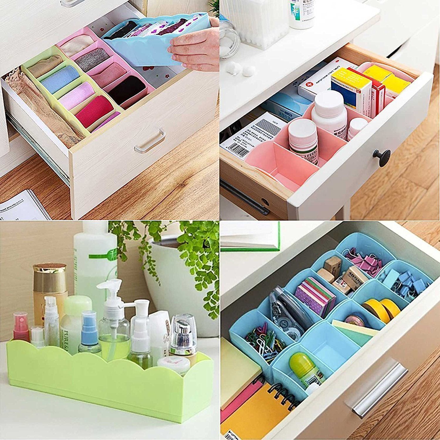 Multi-Function Desktop Drawer Storage Box Clothing Organizer 5 Grid Storage Box  - 12680_5grid_drawer_storage_box_4pc