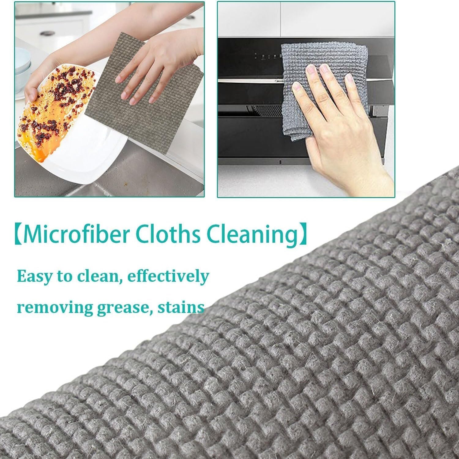 Durable Kitchen Scrub Cloth, Microfiber Cleaning Cloth Roll, Kitchen Wear-Resist - 8190_kitchen_scrub_cloth_20x22cm