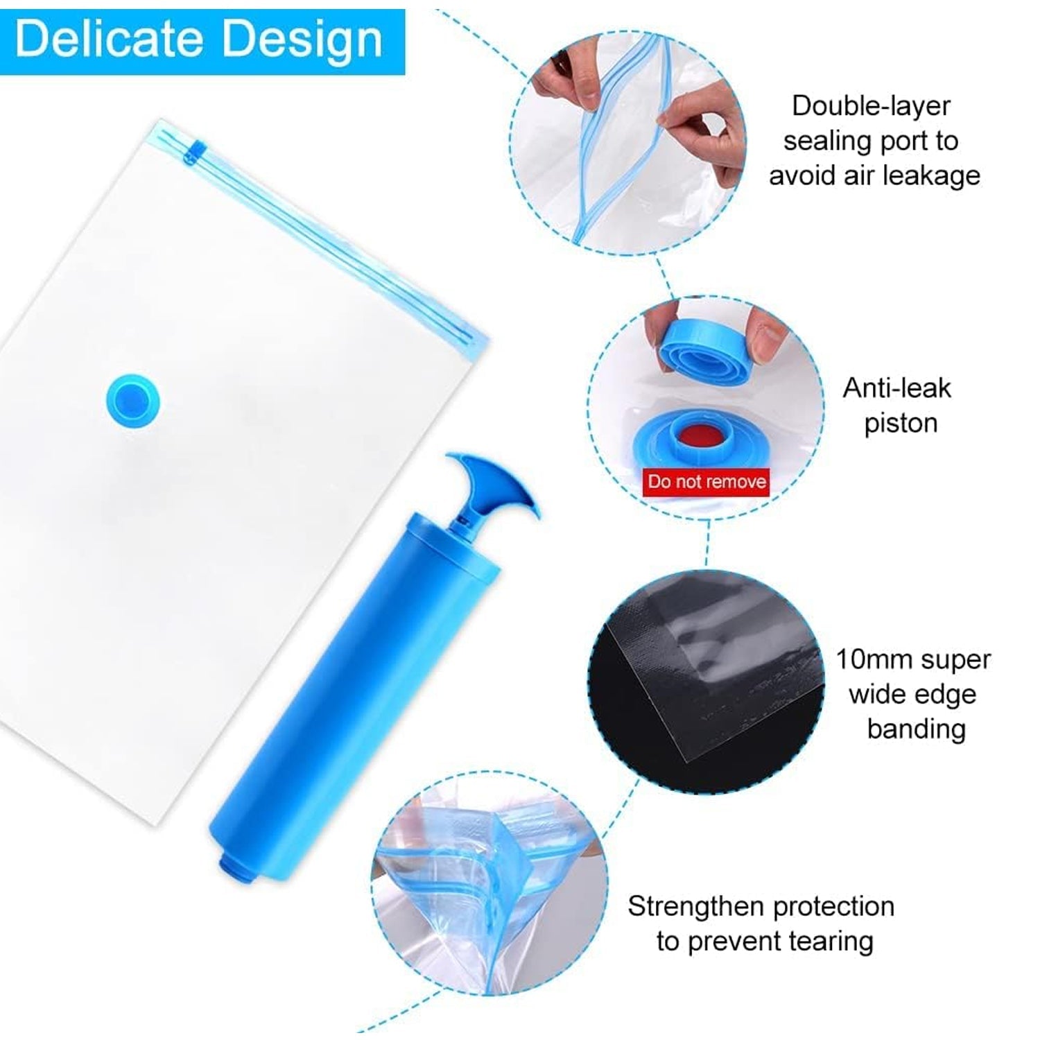 Vacuum Storage Bags with Suction Pump & Shirt clips - Vacuum Bags - Big Capacity - 17826_5pc_vacuum_bag_with_pump