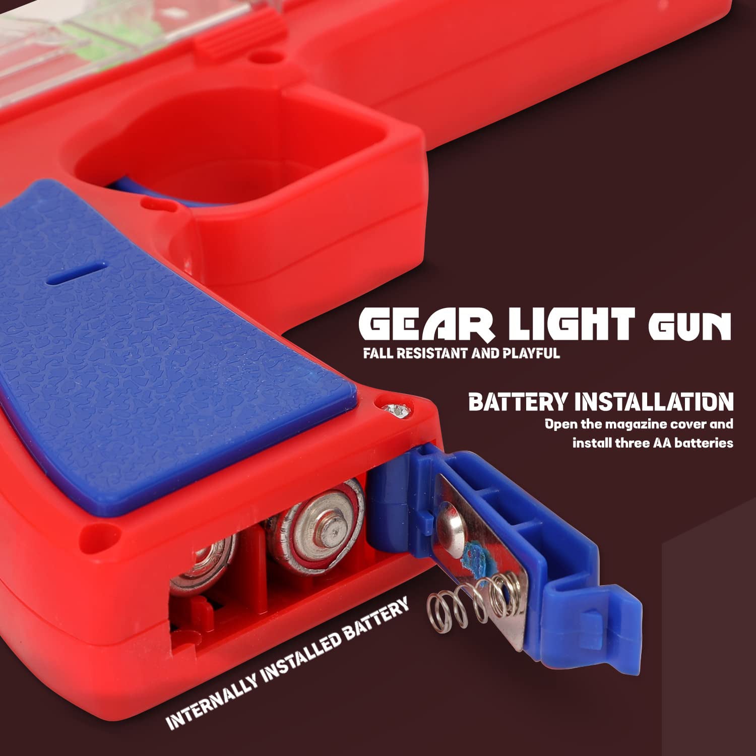 Plastic Gear Simulation Toy Gun for Kids, Pretend Play Gun Toys with 3D Flashing - 1941_colorful_gear_vibration_gun_at104