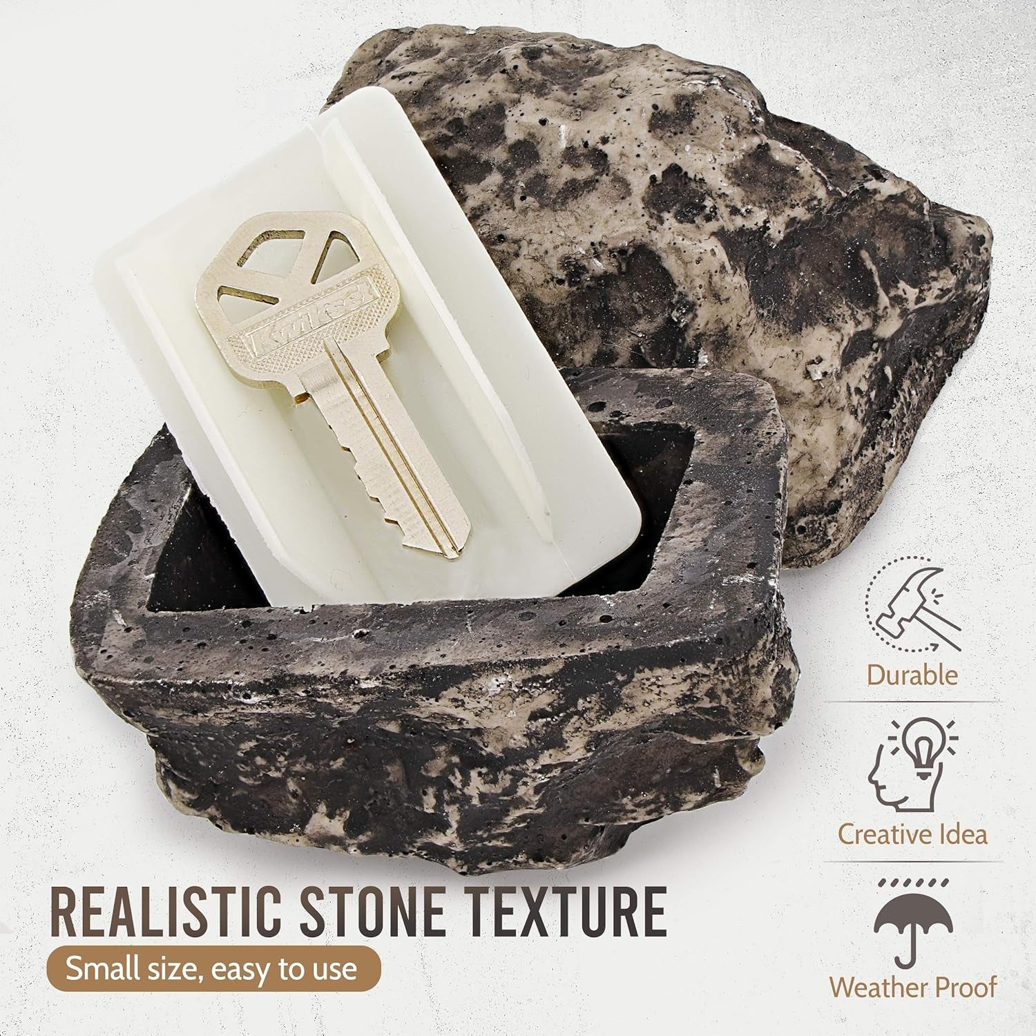 Hide a Key Outside Rock Looks Like a Real Rock - Weatherproof Rock Key Perfect f - 8744_fake_rock_key_hider_1pc