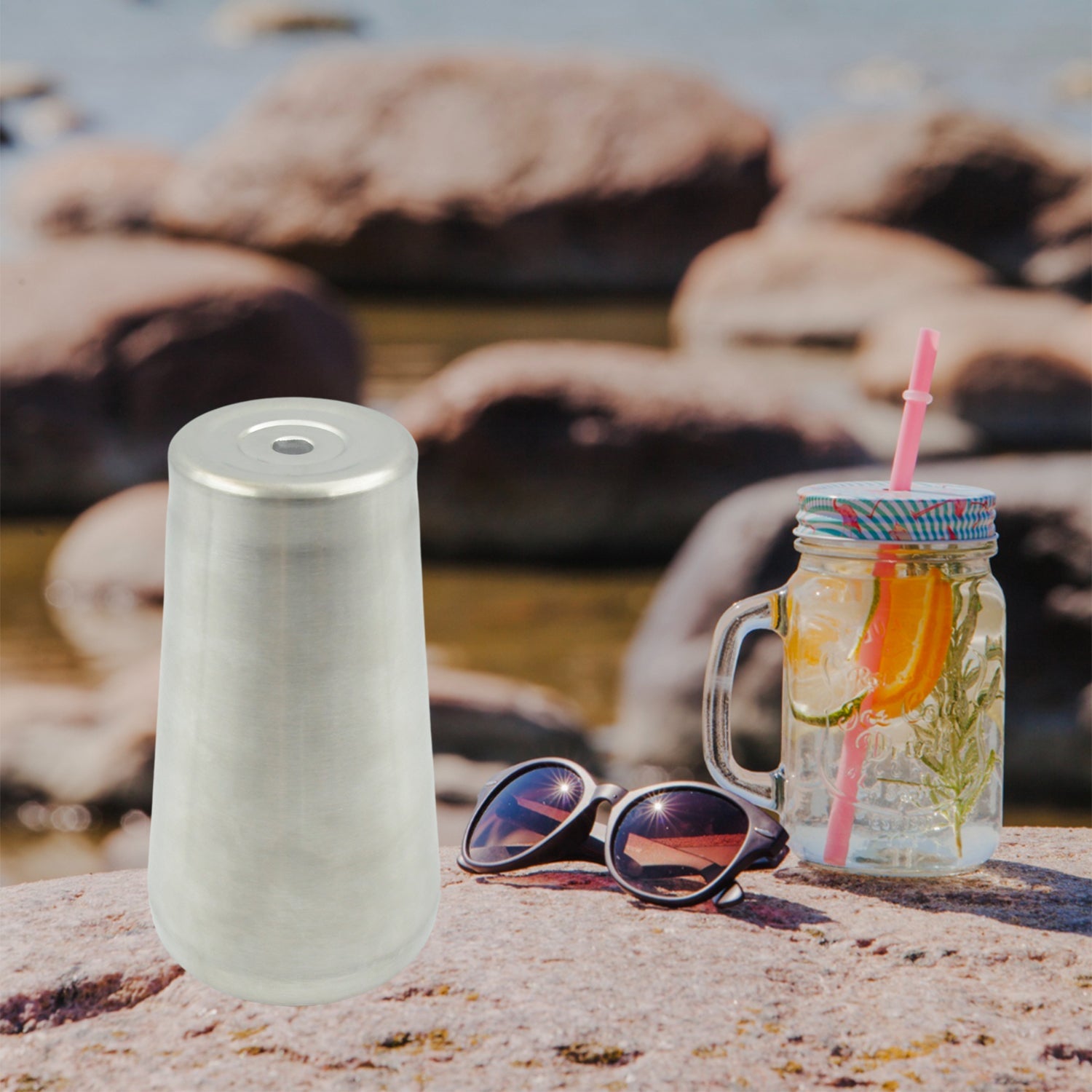 Stainless Steel Vacuum Insulated Travel Mug/ Glass Reusable Water Glass/Serving  - 5780_vacuum_glass_1pc_no1