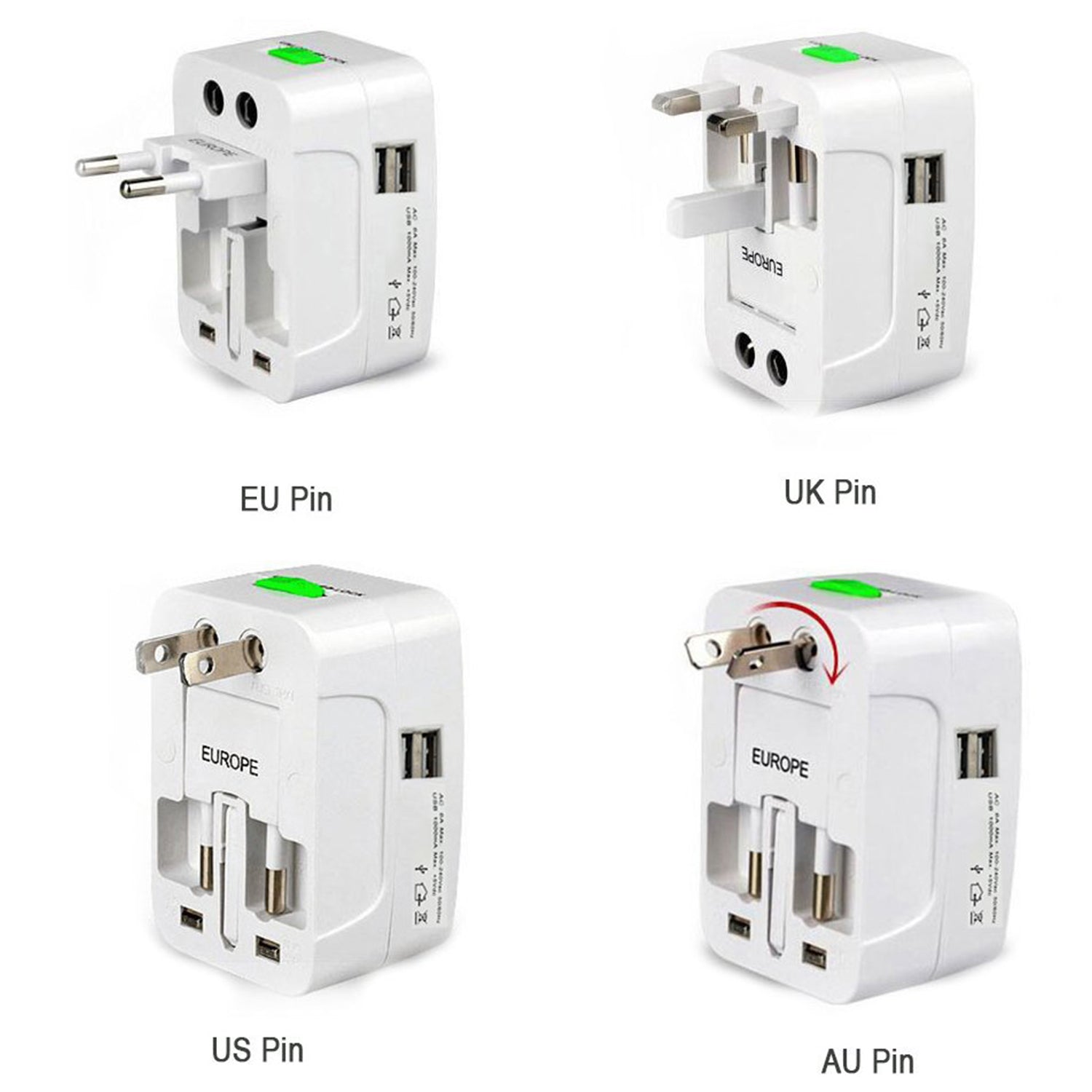 All-in-One Universal Worldwide Travelling AC Adaptor Plug (AU / UK / US / EU) In - 12671_universal_travel_adaptor_1pc