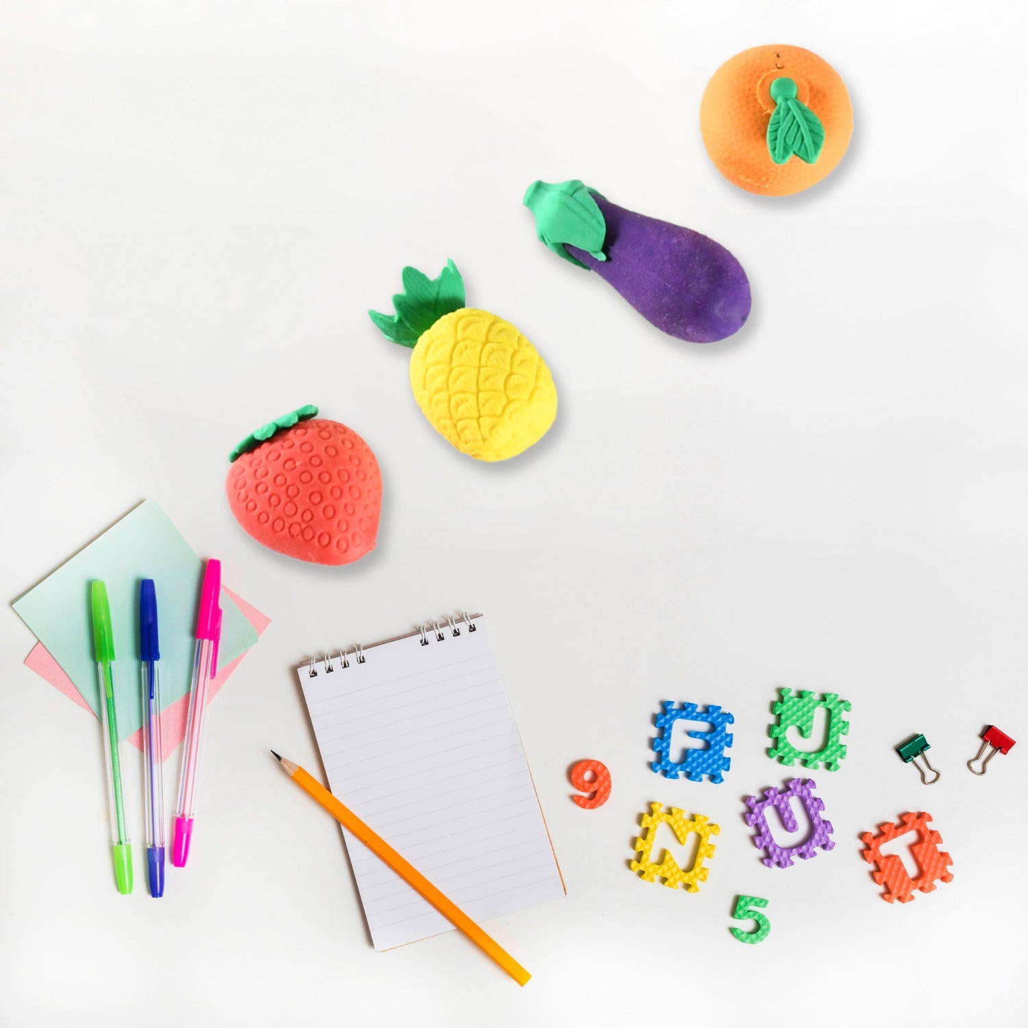 Mini Cute Vegetables and Fruits Erasers or Pencil Rubbers for Kids, 1 Set Fancy  - 8760_fruits_n_veg_erasers_4pc