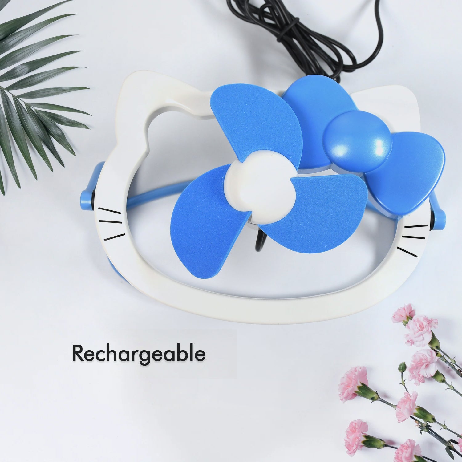 HELLO KITTY CARTOON FAN CUTE BRIGHT COLOR DESKTOP OFFICE USB MINI FAN PERSONAL D - 7708_mini_fancy_fan_no2