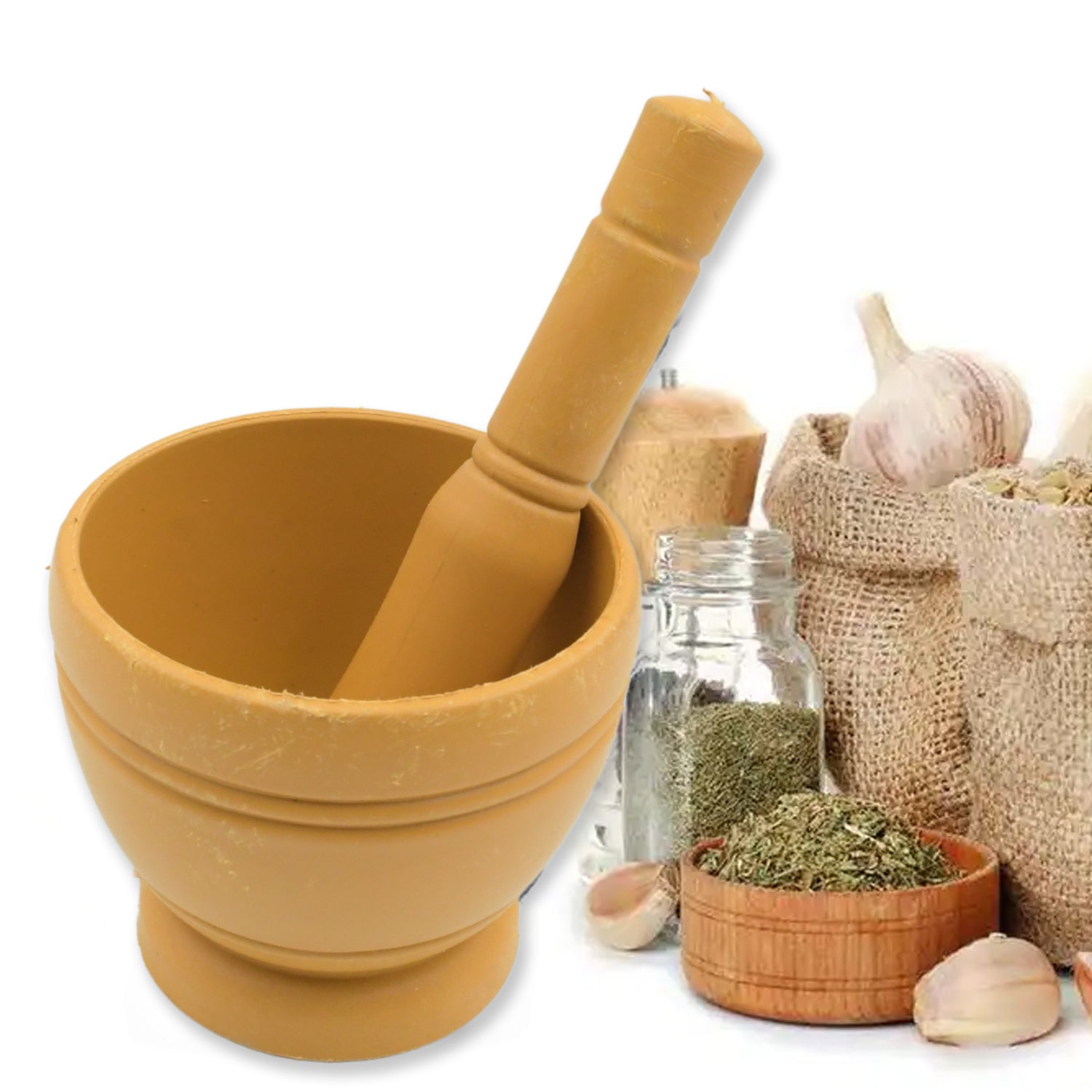 Mortar and Pestle Set for Spices, Okhli Masher, Khalbatta, Kharal, Mixer, Natura - 7193_mortar_and_pestle_set