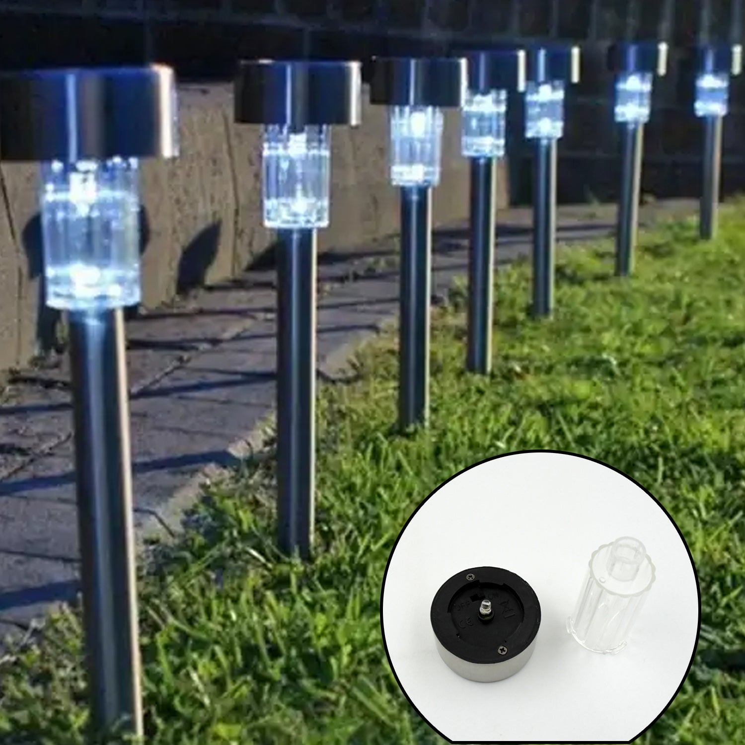 Solar Panel Led Spike Spot Light Landscape Garden Yard Path Lawn Outdors Solar L - 9200_solar_pathway_lights_2pc