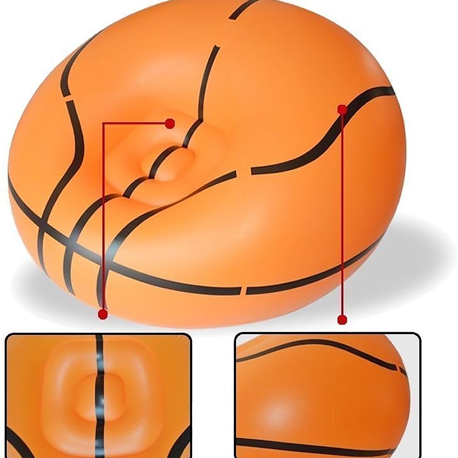 Foldable Sofa, Cartoon Style Inflatable Folding Chair, Ball Chair, Inflatable So - 17783_basketball_foldable_sofa_110x80cm