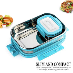 Premium Stainless Steel Lunch Box for Kid, 2 Containers Lunch Box, Perfect Size  - 10082_ss_2_containers_lunch_box