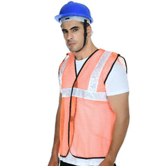 Reflective orange jacket for safety in construction areas