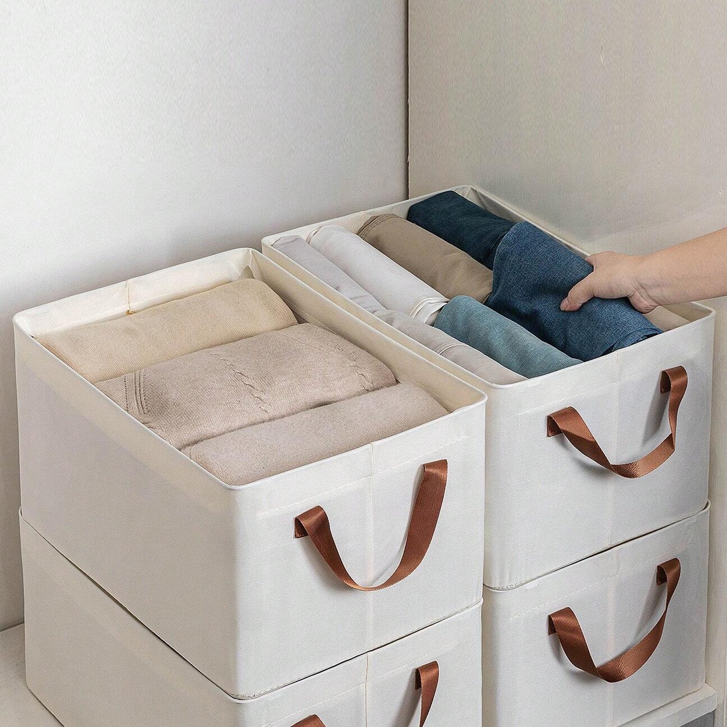 Cloth storage baskets, closet storage bins (42×28 Cm) - 13298_cloth_storage_basket_42x28cm