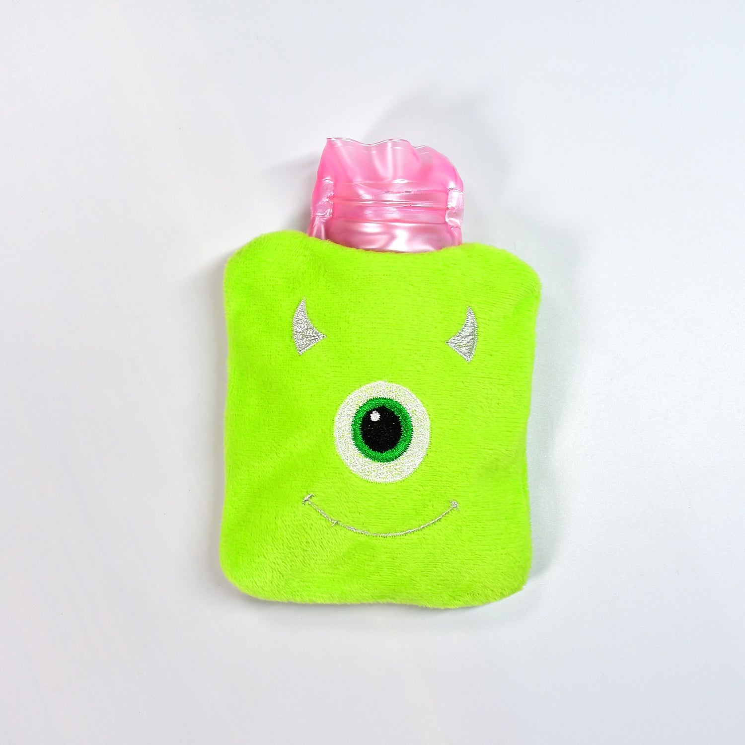 Green One-Eyed Monster Print Small Hot Water Bag with Cover for Pain Relief - 6519_chb_green_monster_hotbag