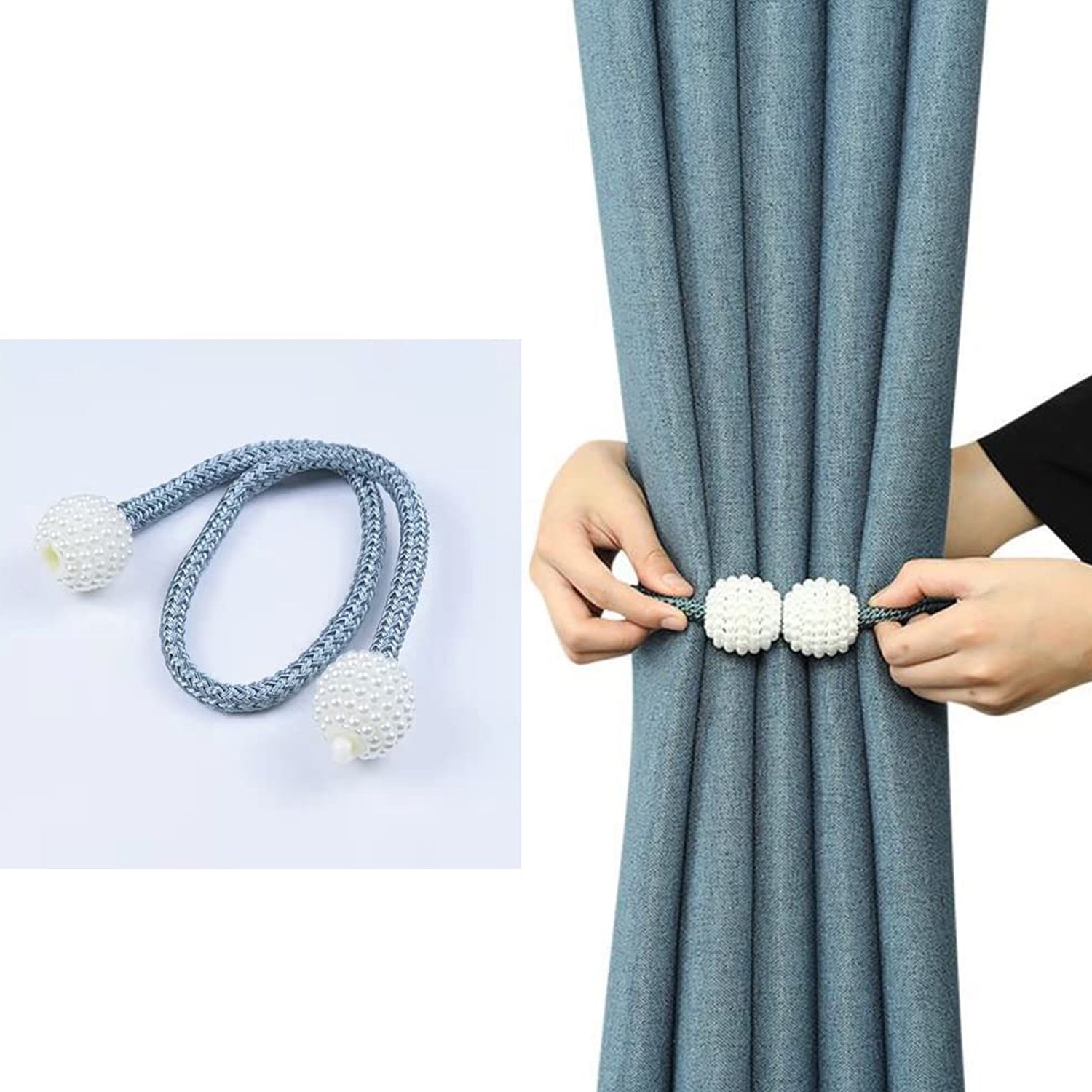 Home Magnetic Curtain Tiebacks, Straps, Buckle, Clips Rope Straps Window Curtain - 6493_magnetic_curtain_buckle_2pc