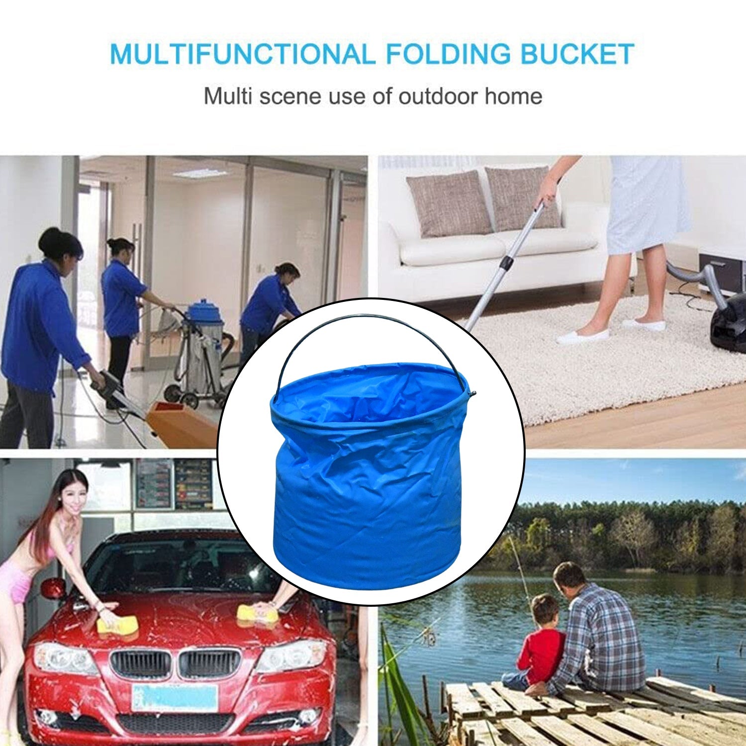 Folding Bucket, Portable, Round Bucket, Simple Bucket, With Handle, Multi-functi - 17965_foldable_round_bucket_1pc