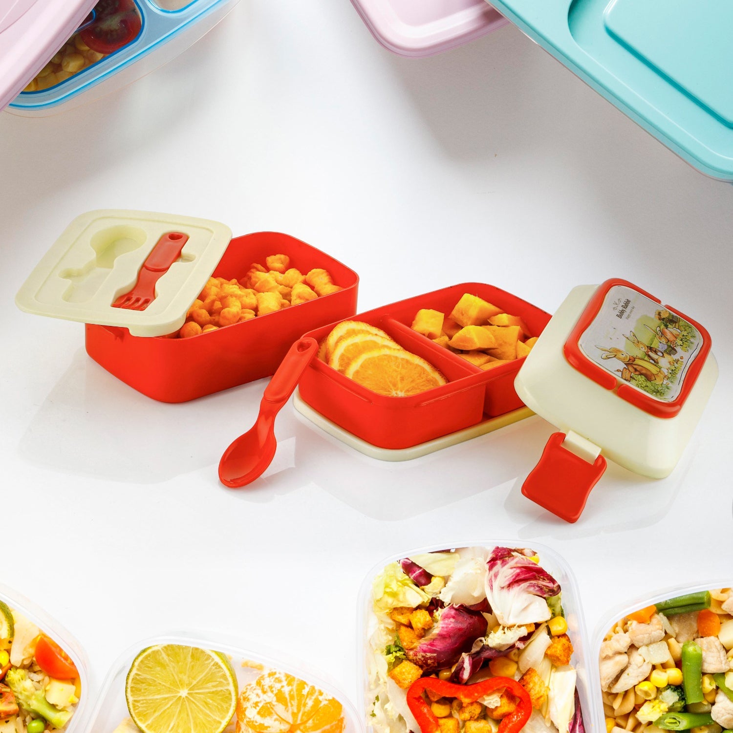 5621 Double Layer Lunch Box Stylish Lid Lunch Box With Fork & Spoon Lunch Box F - 5621_double_layer_lunch_box_1pc