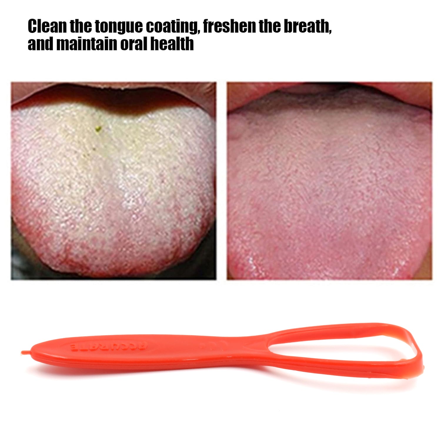 Plastic Tongue Cleaner For Kids & Adults | Tongue Scraper For Bad Breath, Mainta - 12596_pla_tongue_cleaner_with_handle