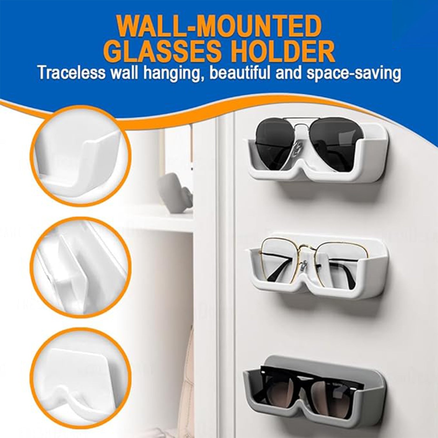 Wall Mount Sunglass Organizer Simple Space Saving Glasses Storage Box Eyewear St - 17823_sunglasses_holder_2pc