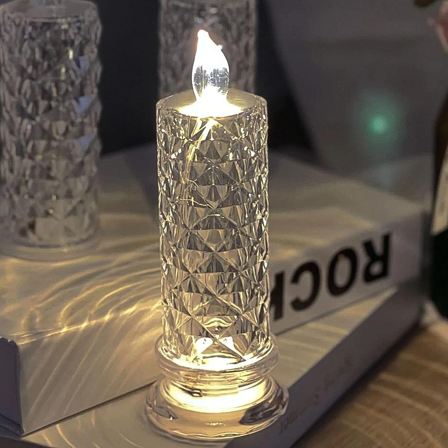 Rose Candles for Home Decoration, Crystal Candle Lights - 6241_13cm_rose_candle_light