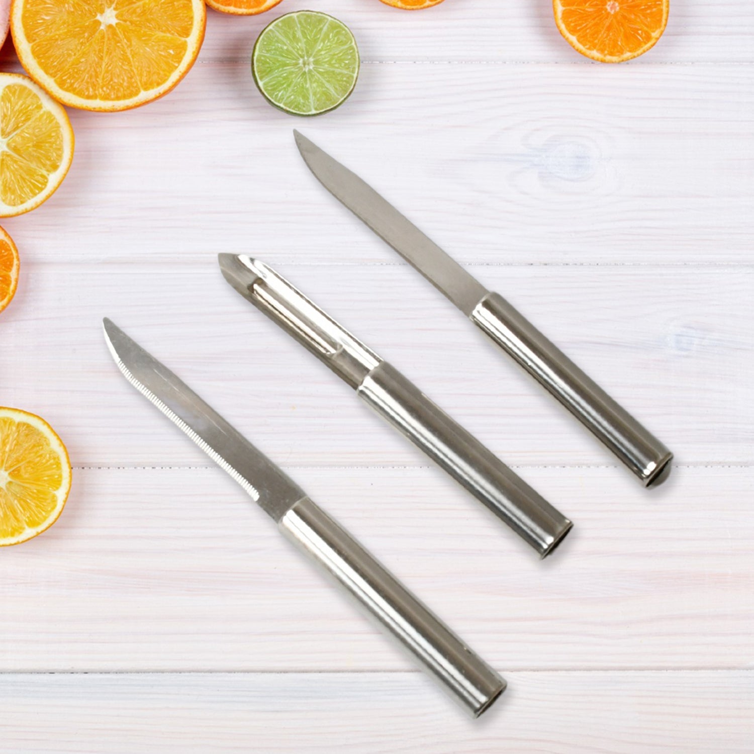 Stainless Steel Multipurpose Sharp Cutting Knife with Non-Slip Handle for Fruit, - 8243_3in1_kitchen_knives