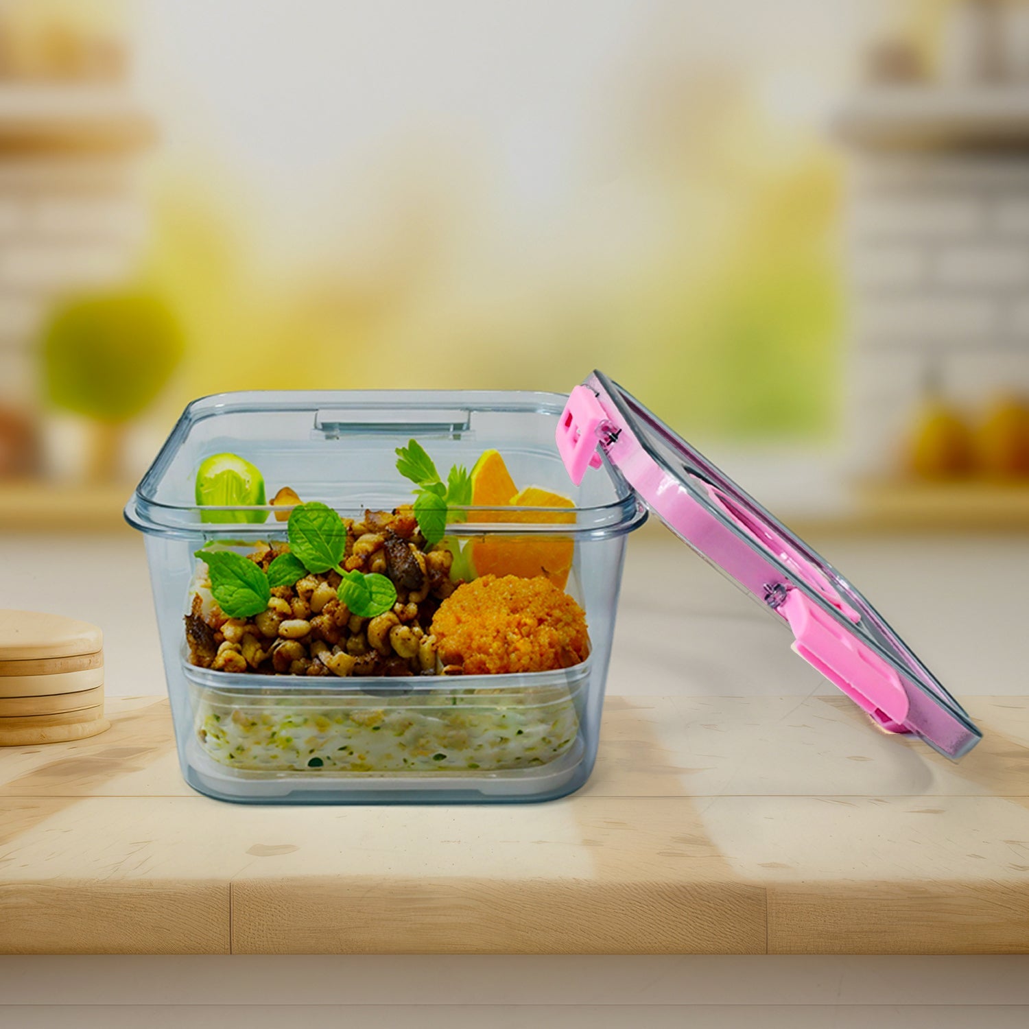 High  Plastic Food Storage Container Clear Washable Refrigerator Food Box - 8262_airtight_food_container_1400ml