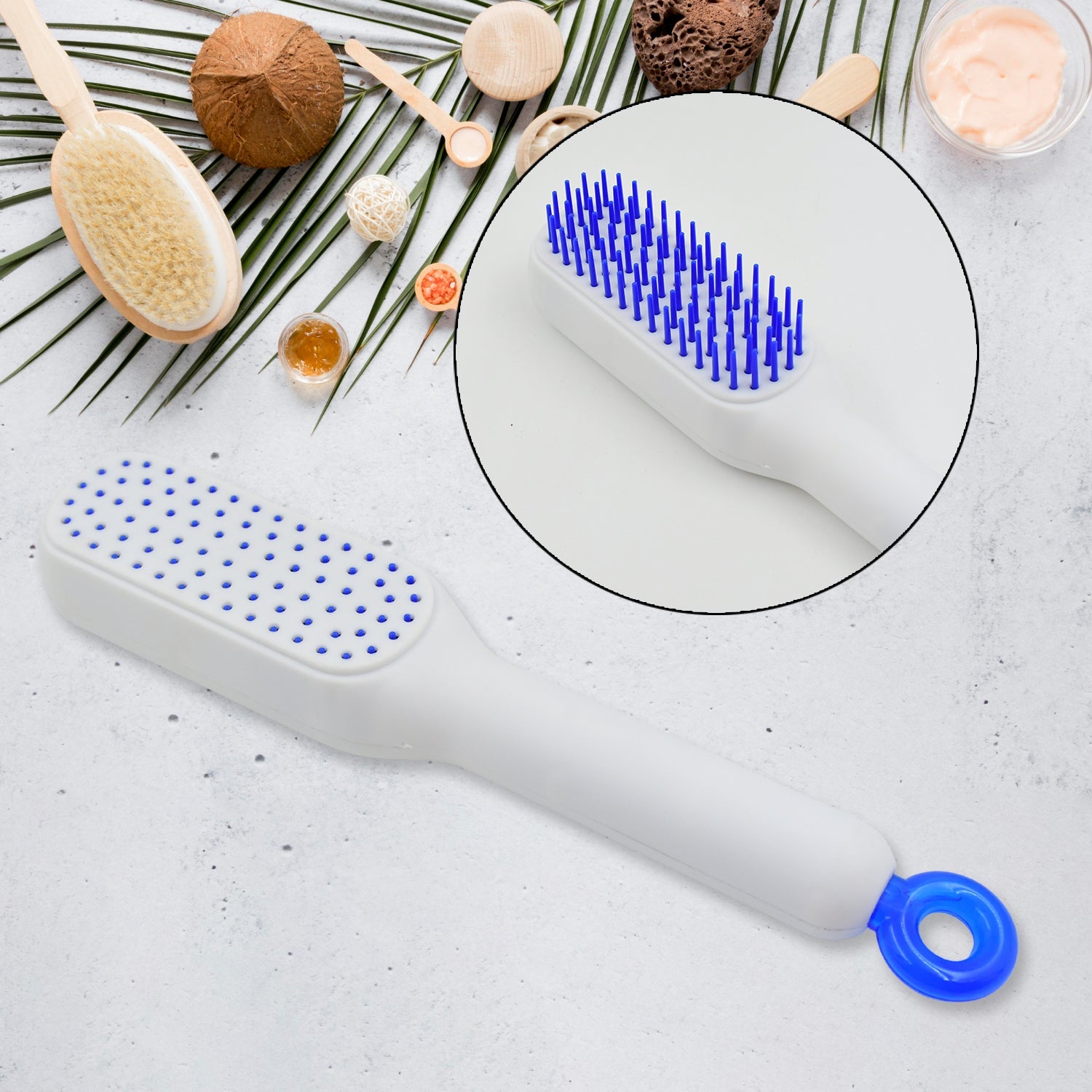 Self-Cleaning Hairbrush, Self-Cleaning Anti-Static Detangling Massage Comb, One- - 13047_self_cleaning_massage_comb