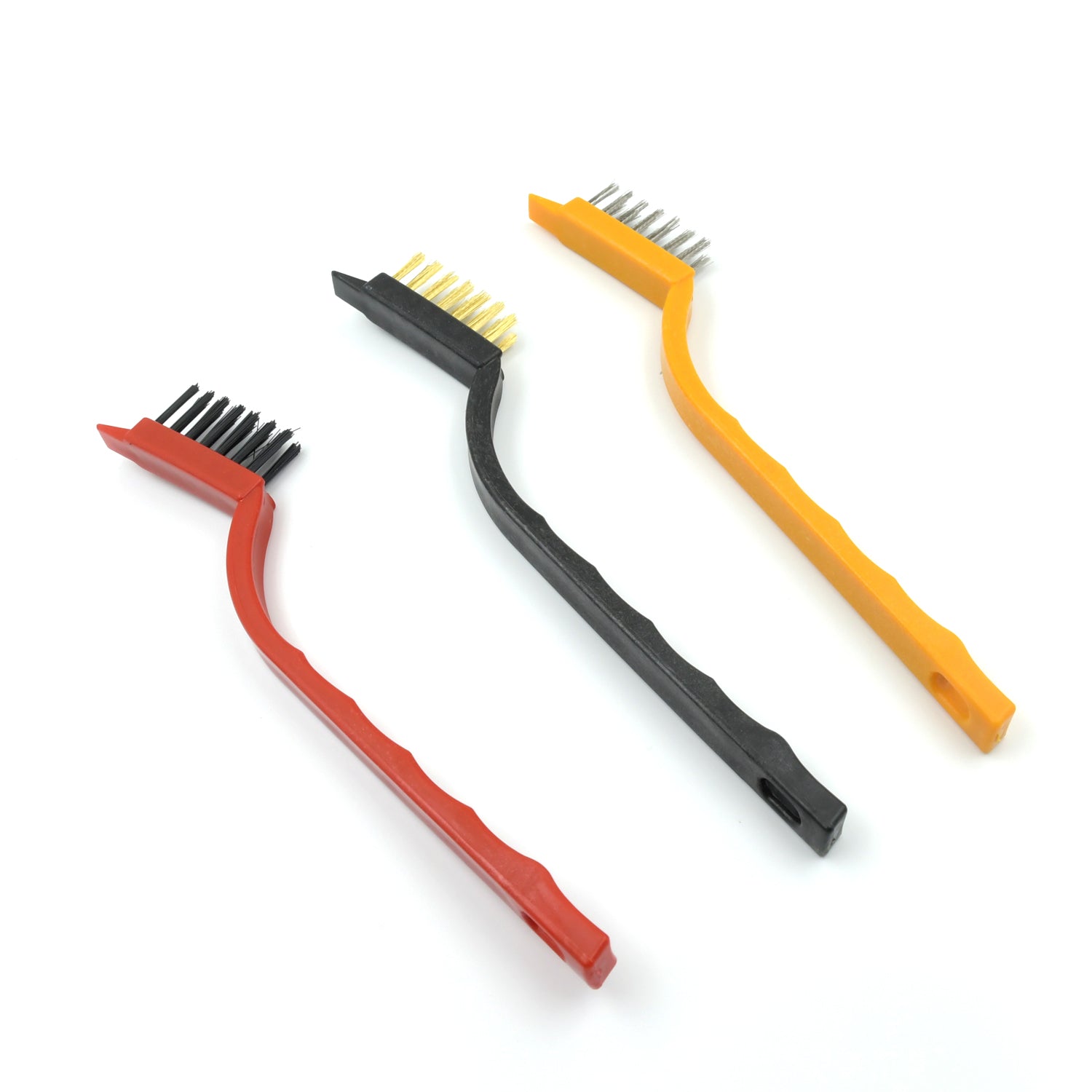 3pc Mini Wire Brush Set Brass Nylon Stainless Steel Bristles Household Cleaning  - 6110_3pc_mini_wire_brush