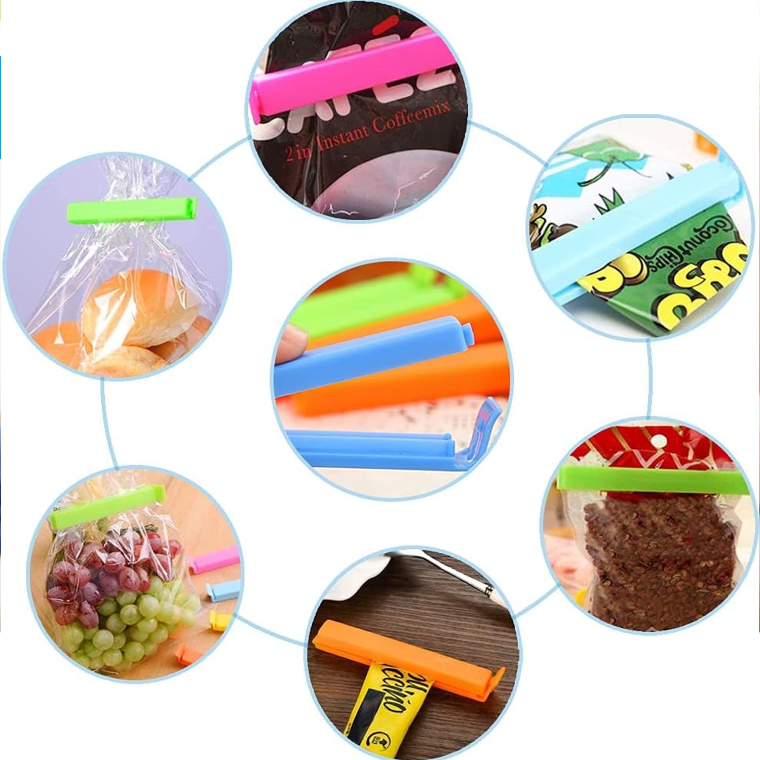 Food, Snack Pouch Bag Clip Sealer for Keeping Food Fresh for Home Kitchen | Plas - 7028_premium_food_clip_18pc