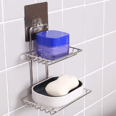 घर के लिए 2 हुक के साथ रसोई बाथरूम साबुन भंडारण रैक - 1763_2layer_ss_soap_rack_with_hook