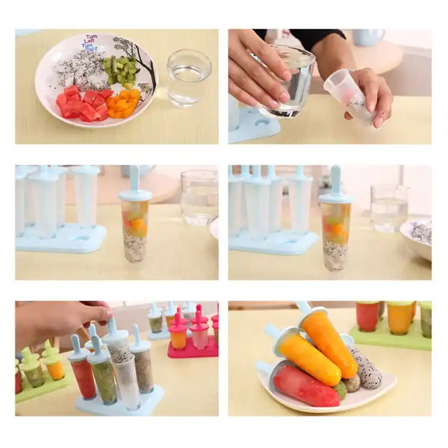 Ice Candy Maker 6 pcs Set Kulfi Maker Ice Candy Mould Clear Popsicle Mold Homema - 2396_ice_candy_maker_6pc