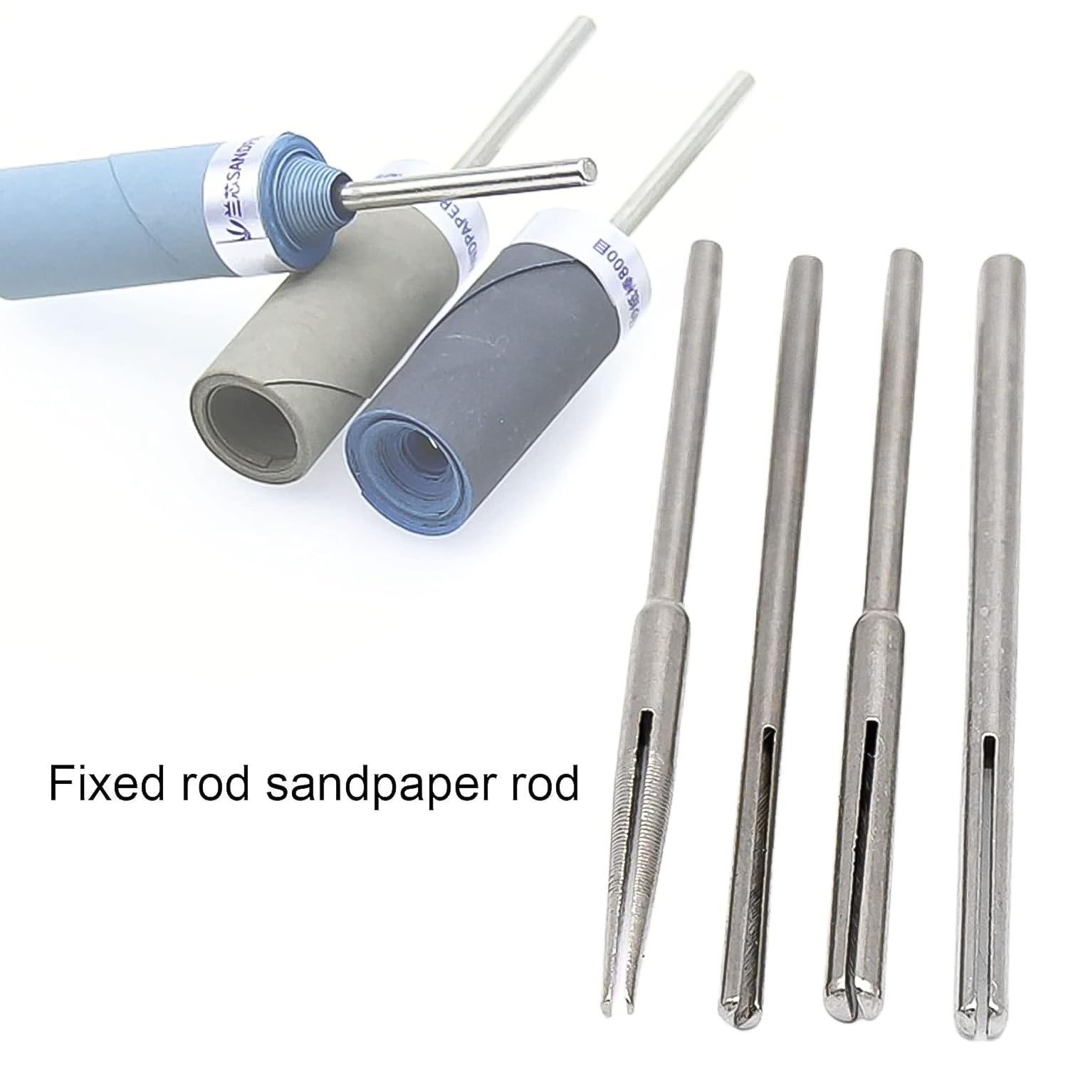 Sandpaper Clamp 3 mm Split Mandrels Long Abrasive Holder (4 Pcs Set) - 8662_ss_sandpaper_clamp_4pc_no22