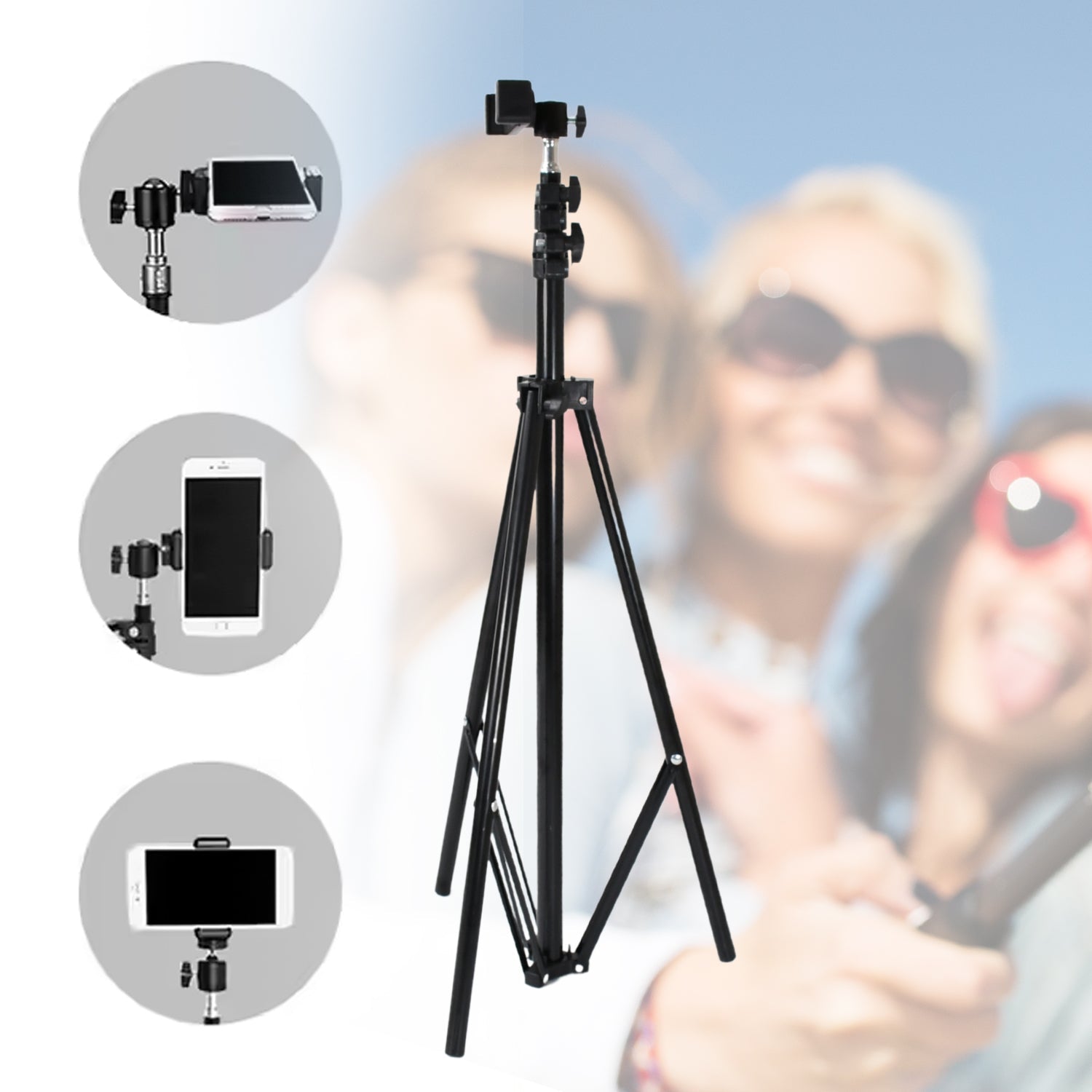 Professional Tripod with Multipurpose Head for Low Level Shooting, Panning for A - 12986_tripod_mobile_stand_170cm