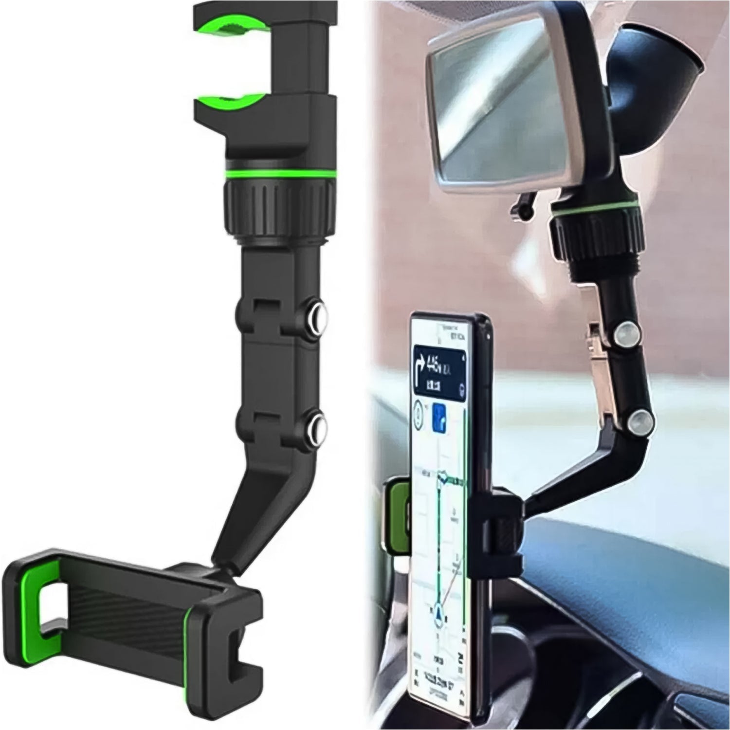 Multifunctional Car Rear View 360° Rotatable Mobile Holder - 13354_multi_360d_mobile_holder_1pc