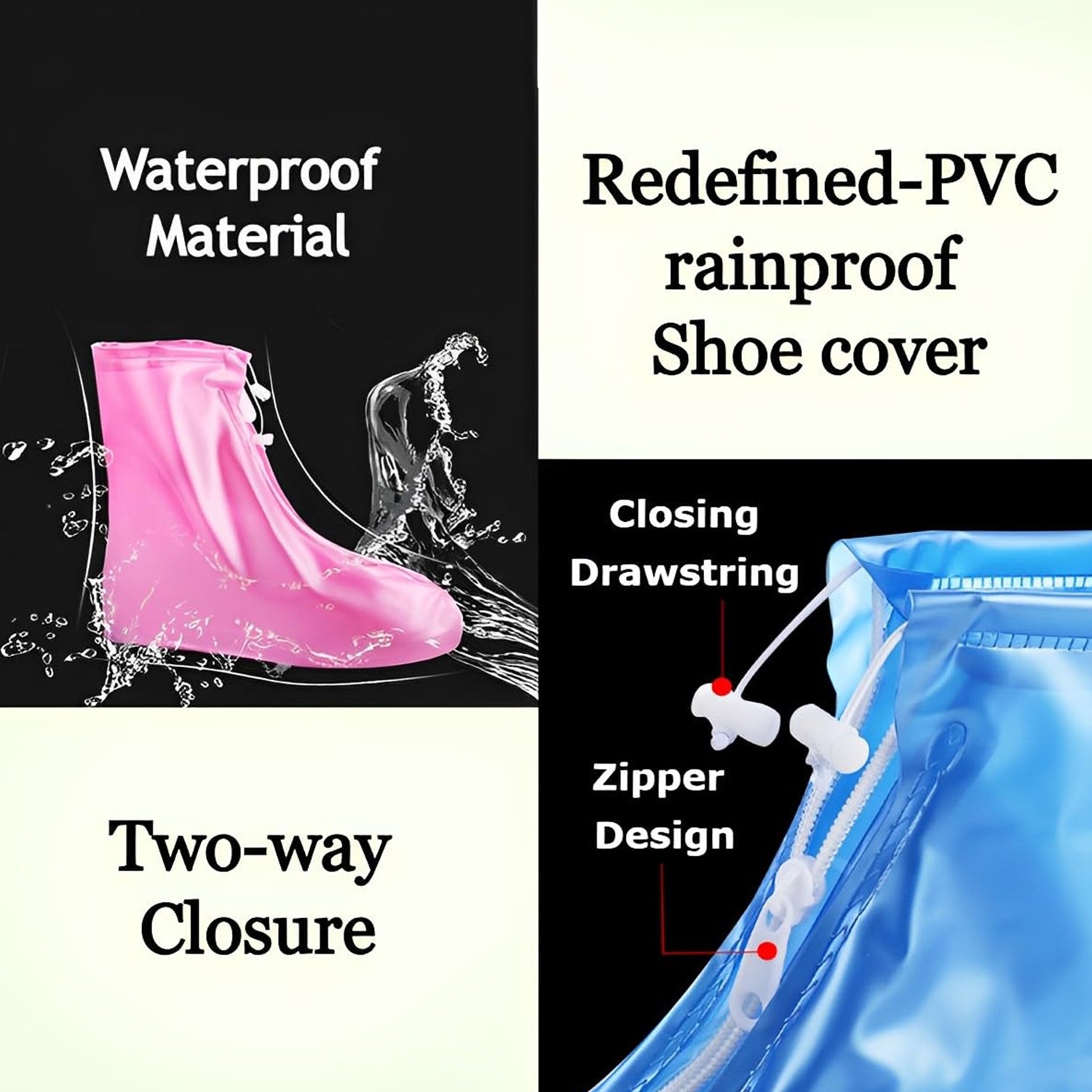 Plastic Shoes Cover Reusable Anti-Slip Boots Zippered Overshoes Covers Transpare - 17976_medium_rain_shoe_cover_1_pair