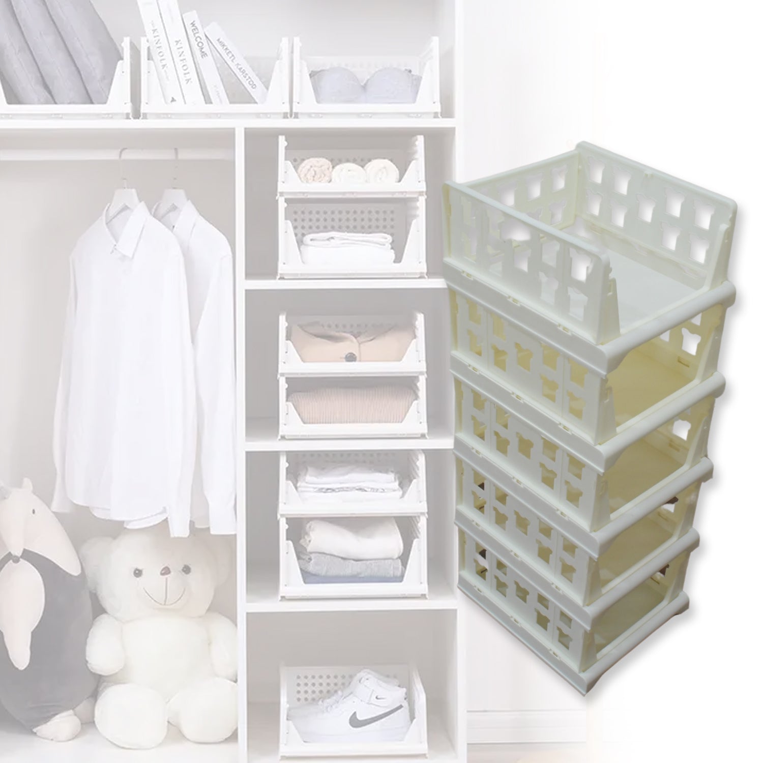 Stackable 5-layer storage cart, foldable and functional