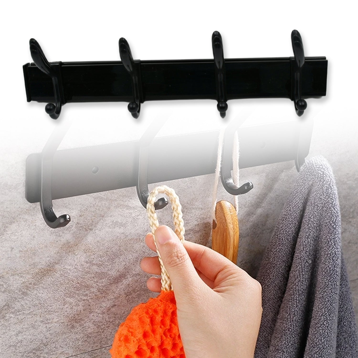 Cloth hanger, Wall Door Hooks Rail for Hanging Clothes for Hanging Hook Rack Rai - 7570_wall_mounted_4hook_hanger